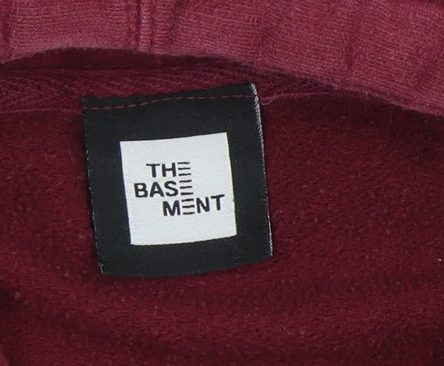 The Basement Men Red Pullover Hoodie 2XL Embroidered Streetwear