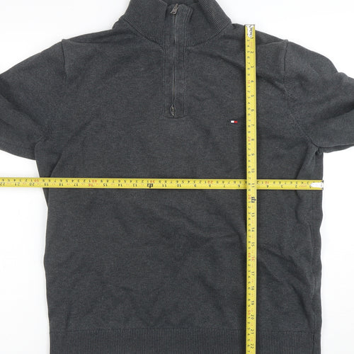 Tommy Hilfiger Men's Grey Cotton Half Zip Jumper Size L