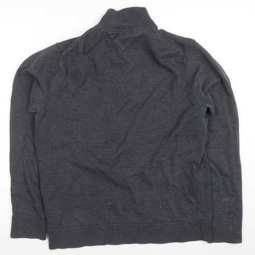 Tommy Hilfiger Men's Grey Cotton Half Zip Jumper Size L