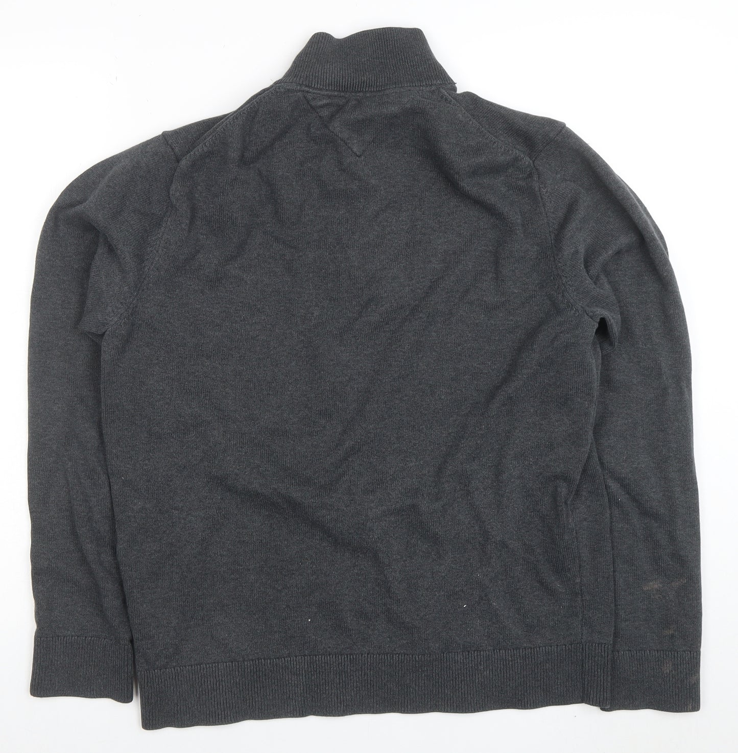 Tommy Hilfiger Men's Grey Cotton Half Zip Jumper Size L