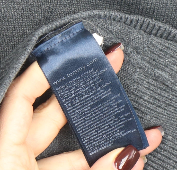 Tommy Hilfiger Men's Grey Cotton Half Zip Jumper Size L