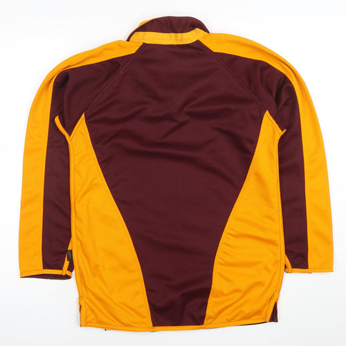 Falcon Men's Maroon and Gold Long Sleeve Polo Shirt Size S