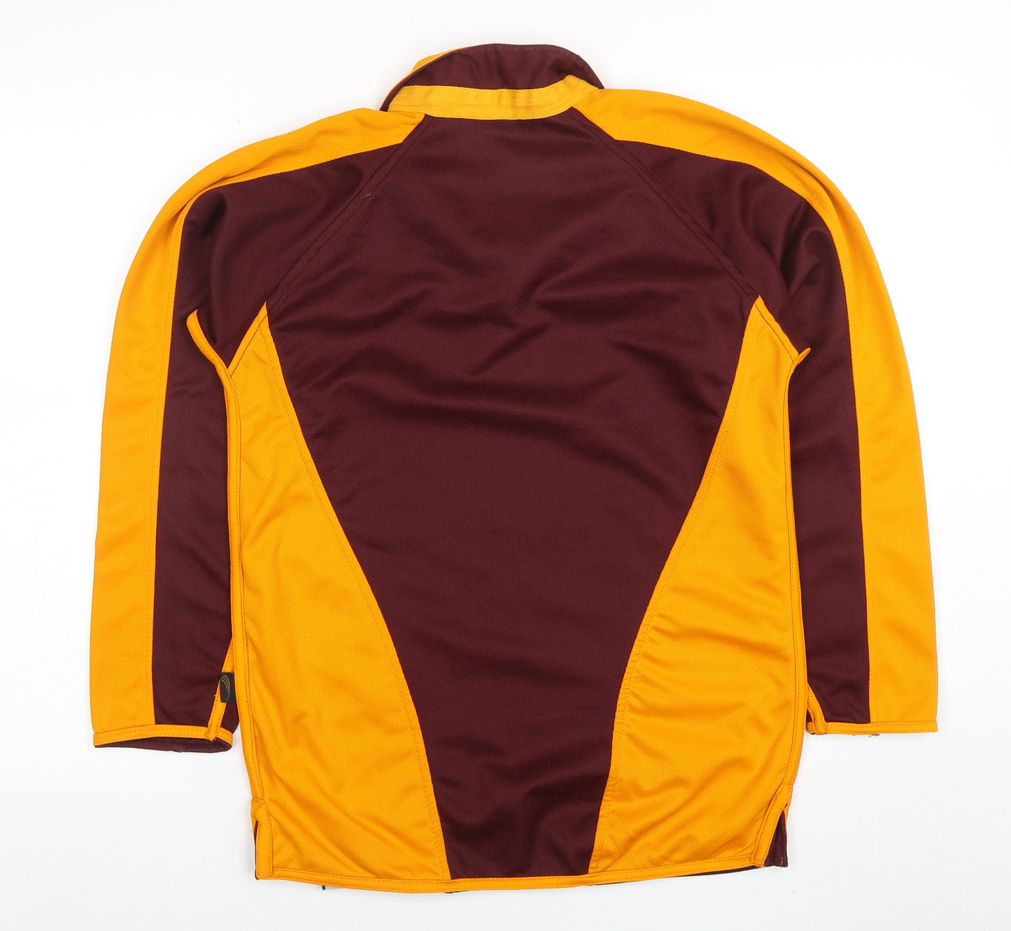 Falcon Men's Maroon and Gold Long Sleeve Polo Shirt Size S