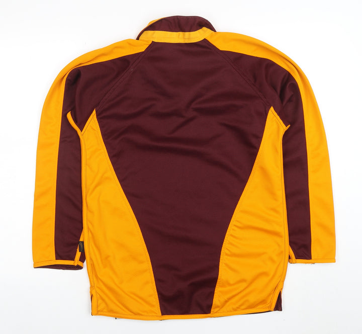 Falcon Men's Maroon and Gold Long Sleeve Polo Shirt Size S