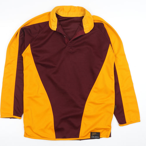 Falcon Men's Maroon and Gold Long Sleeve Polo Shirt Size S
