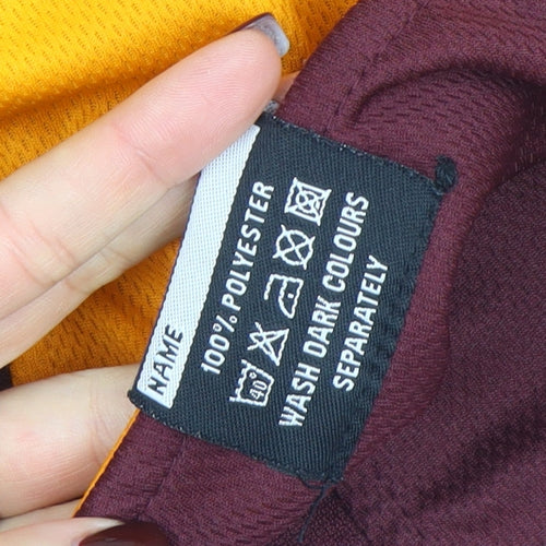 Falcon Men's Maroon and Gold Long Sleeve Polo Shirt Size S