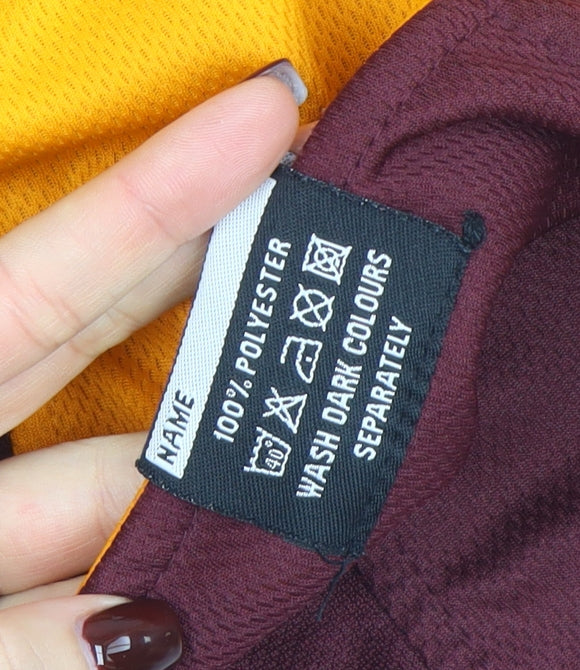 Falcon Men's Maroon and Gold Long Sleeve Polo Shirt Size S