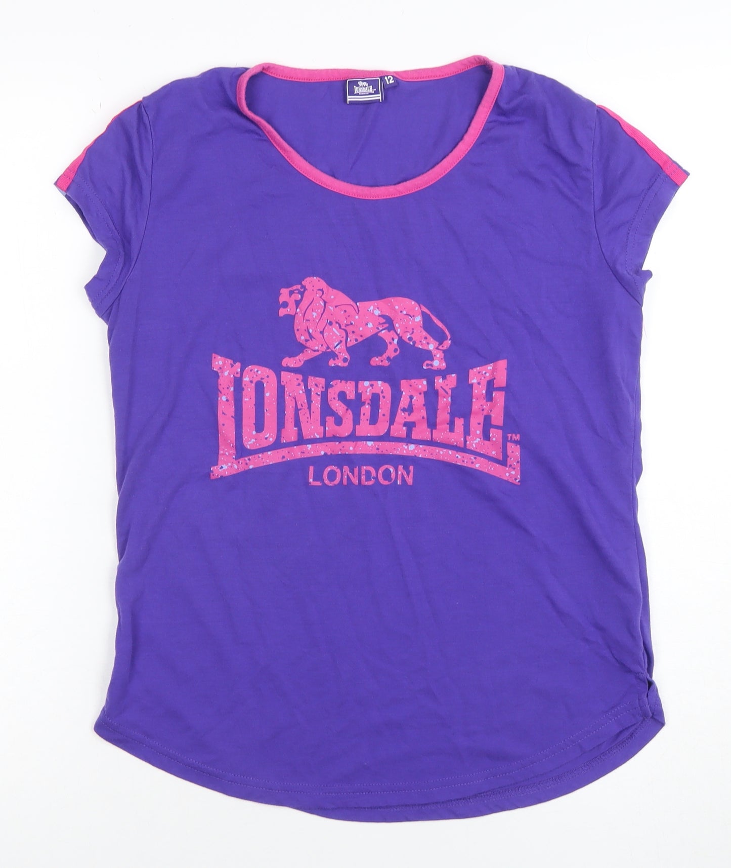 Lonsdale Women Purple Short Sleeve Basic T-Shirt Size 12