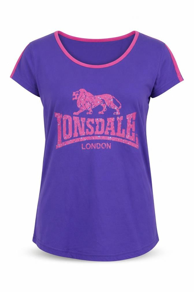 Front view of Lonsdale Women Purple Short Sleeve Basic T-Shirt, size 12