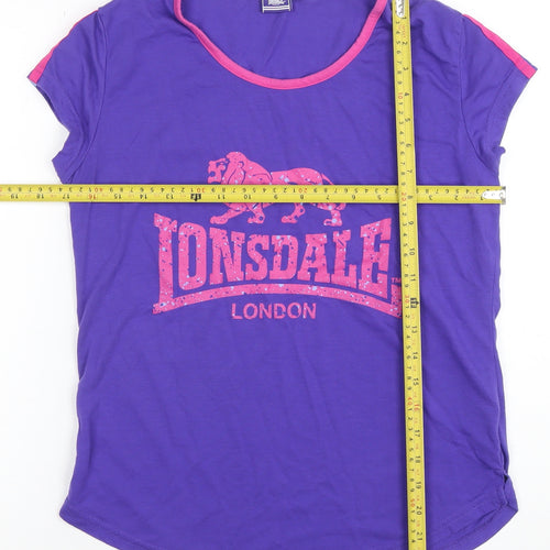 Lonsdale Women Purple Short Sleeve Basic T-Shirt Size 12