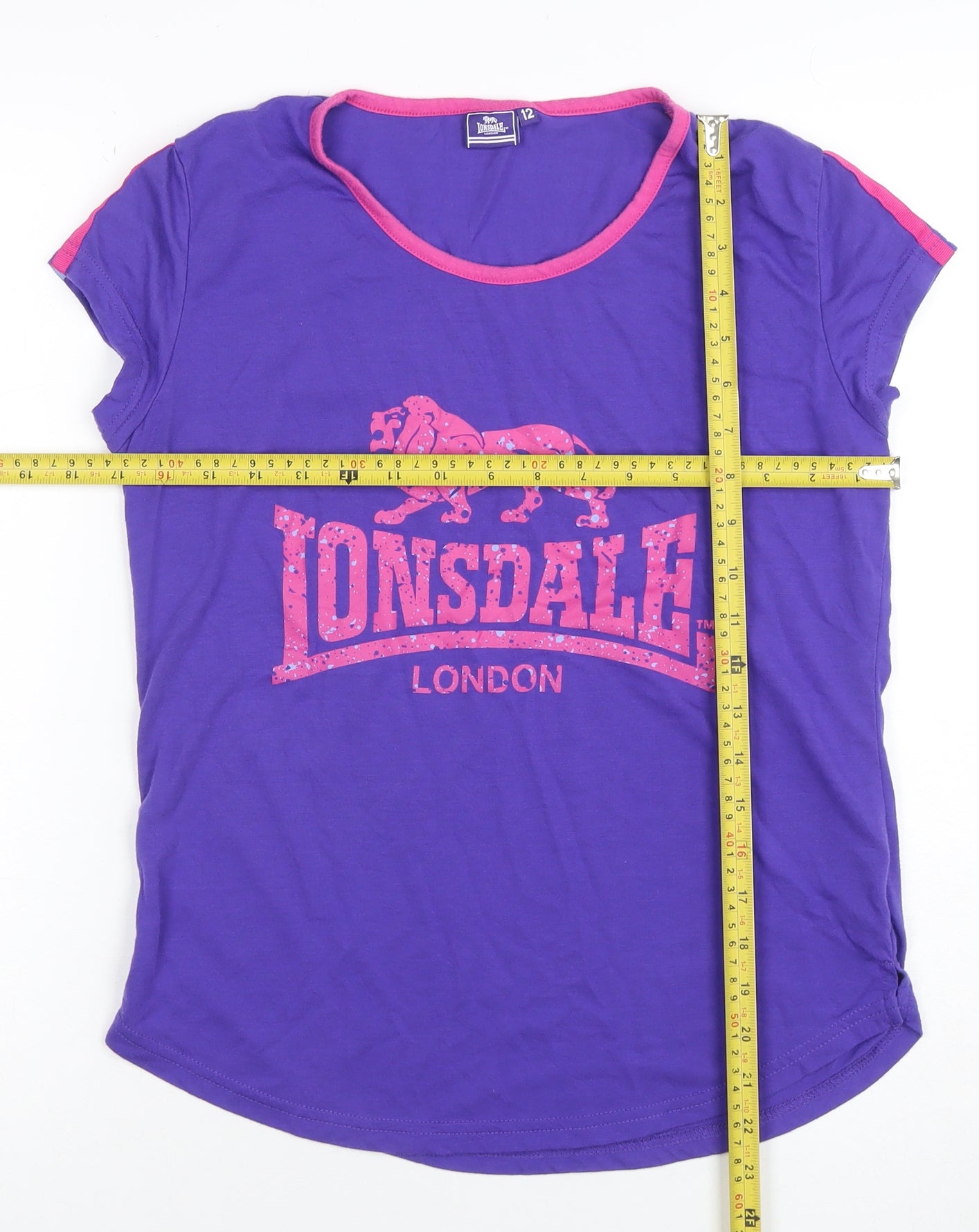 Lonsdale Women Purple Short Sleeve Basic T-Shirt Size 12