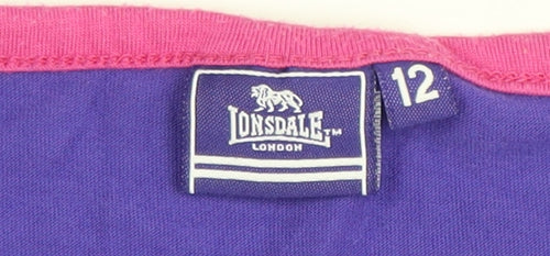 Lonsdale Women Purple Short Sleeve Basic T-Shirt Size 12