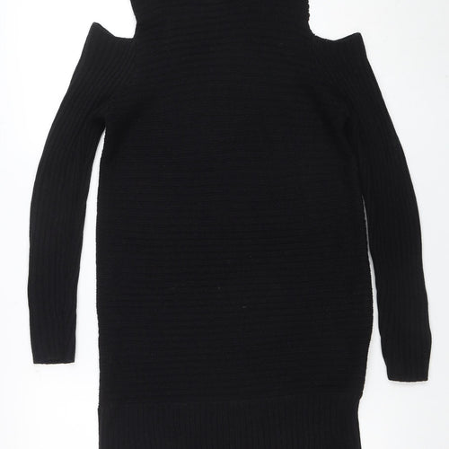 Noisy May Womens Black S Knit Bodycon Cold Shoulder Dress