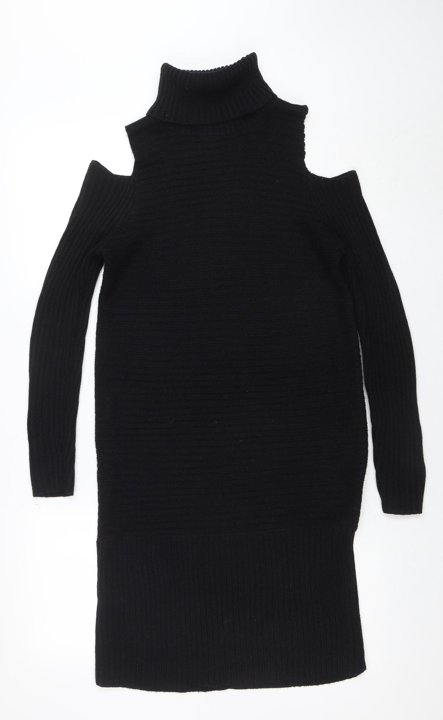 Noisy May Womens Black S Knit Bodycon Cold Shoulder Dress