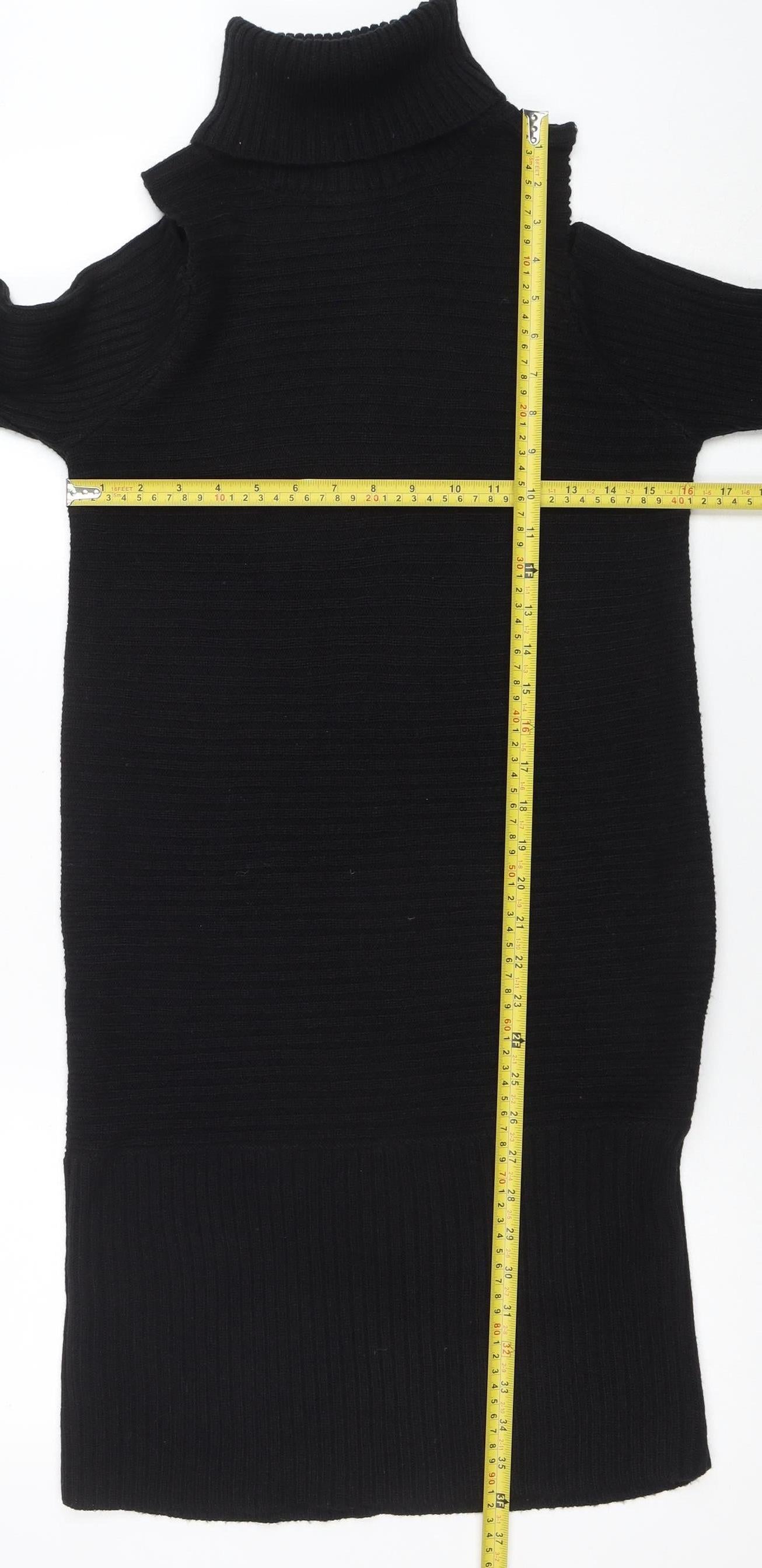 Noisy May Womens Black S Knit Bodycon Cold Shoulder Dress