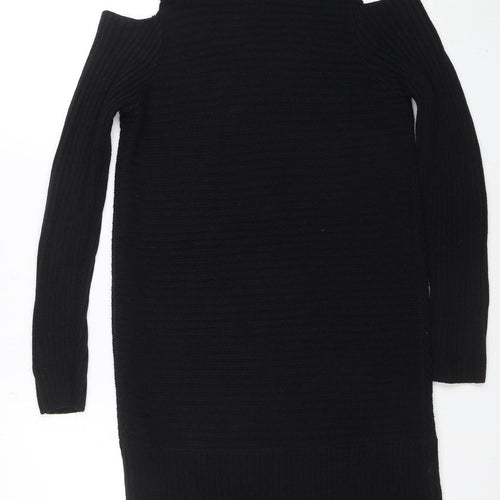 Noisy May Womens Black S Knit Bodycon Cold Shoulder Dress