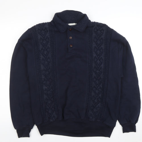 Marks and Spencer Men’s Blue Henley Knit Sweatshirt Size L
