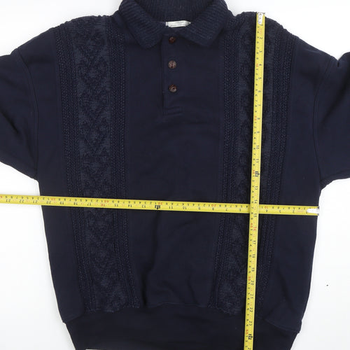 Marks and Spencer Men’s Blue Henley Knit Sweatshirt Size L