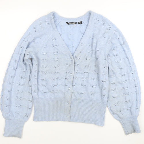 Golddigga Women Blue Size 12 V-Neck Cardigan Knit Jumper