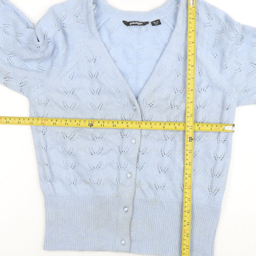 Golddigga Women Blue Size 12 V-Neck Cardigan Knit Jumper