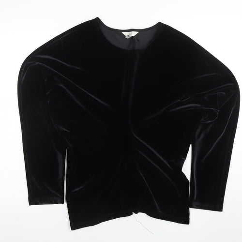 Marks and Spencer Women's Black Velvet Long Sleeve Blouse Size 14