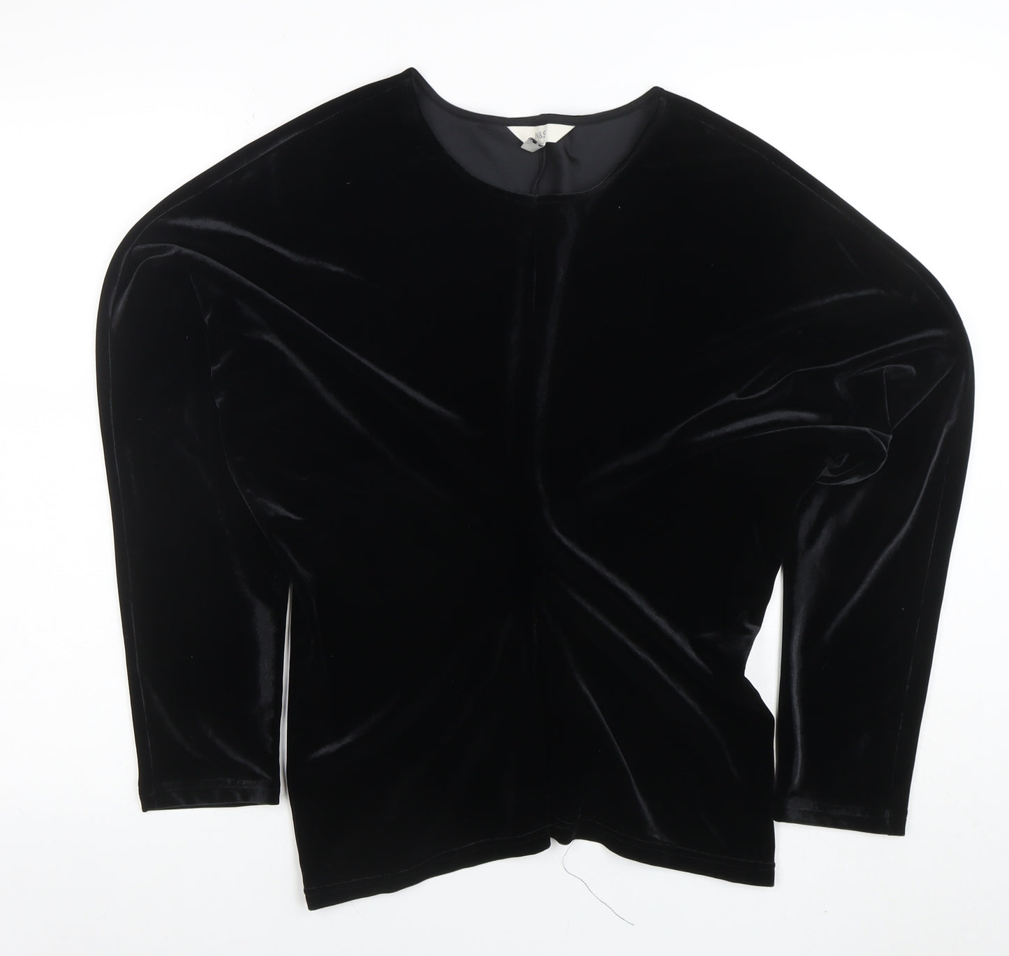 Marks and Spencer Women's Black Velvet Long Sleeve Blouse Size 14