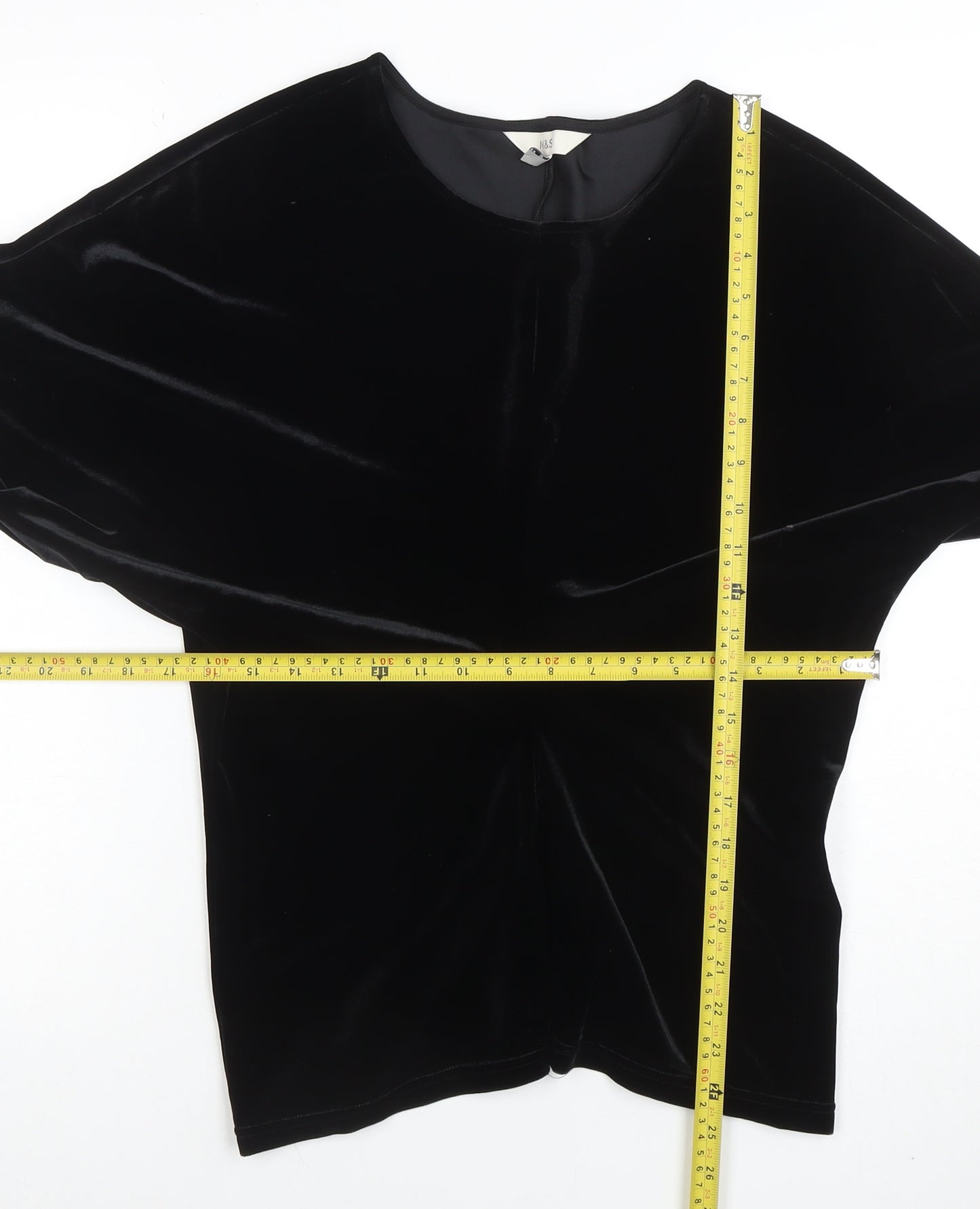 Marks and Spencer Women's Black Velvet Long Sleeve Blouse Size 14