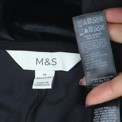 Marks and Spencer Women's Black Velvet Long Sleeve Blouse Size 14