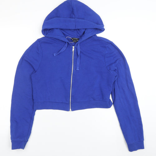 Monki Women's Blue Full Zip Hooded Sweatshirt Size S