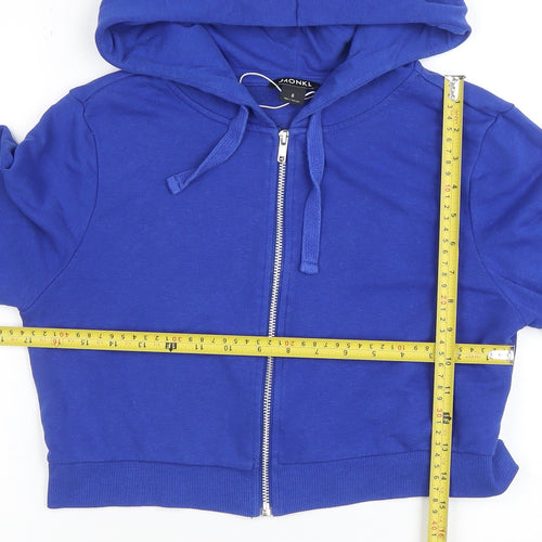Monki Women's Blue Full Zip Hooded Sweatshirt Size S
