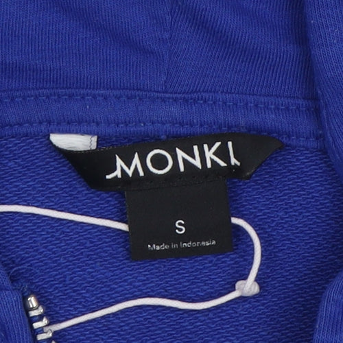 Monki Women's Blue Full Zip Hooded Sweatshirt Size S