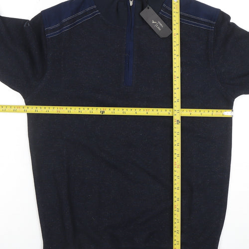 Vesbul Men's Blue 1/2 Zip Cotton Blend Sweatshirt Size M