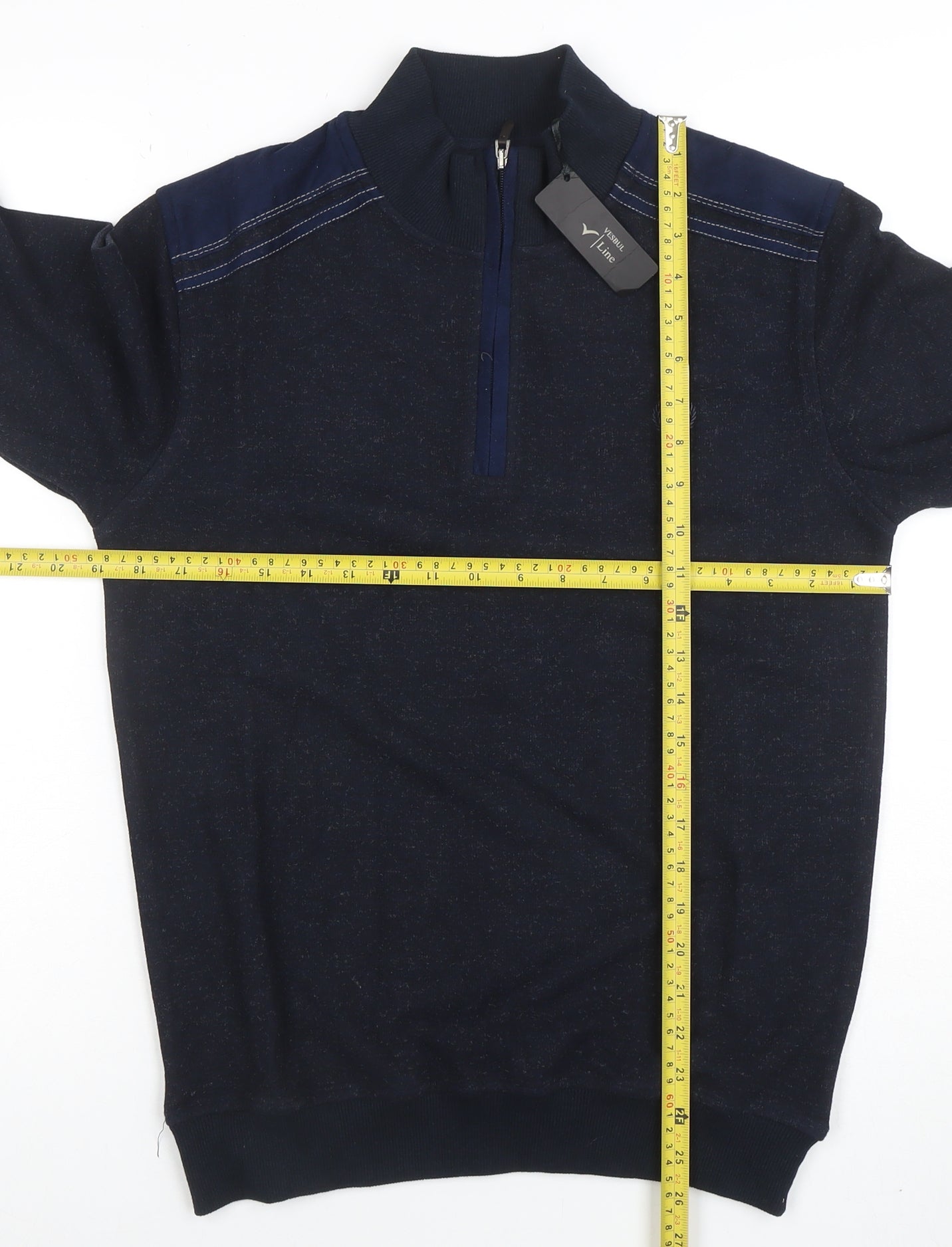 Vesbul Men's Blue 1/2 Zip Cotton Blend Sweatshirt Size M