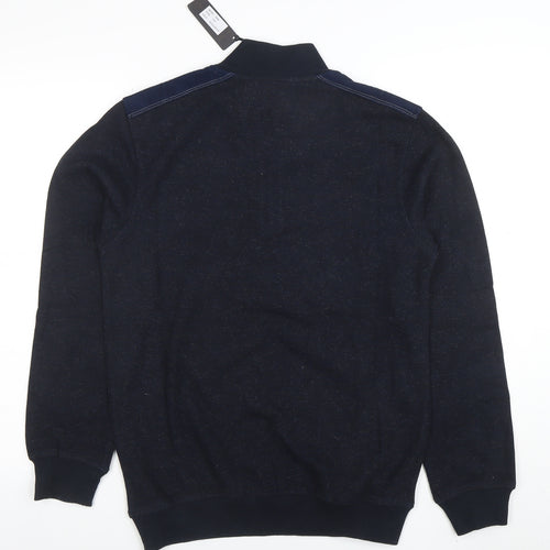Vesbul Men's Blue 1/2 Zip Cotton Blend Sweatshirt Size M