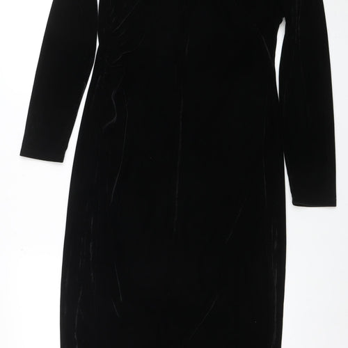 Primark Women’s Black Velvet Bodycon Midi Dress Size L 14-16