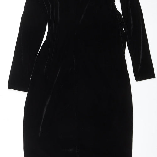 Primark Women’s Black Velvet Bodycon Midi Dress Size L 14-16