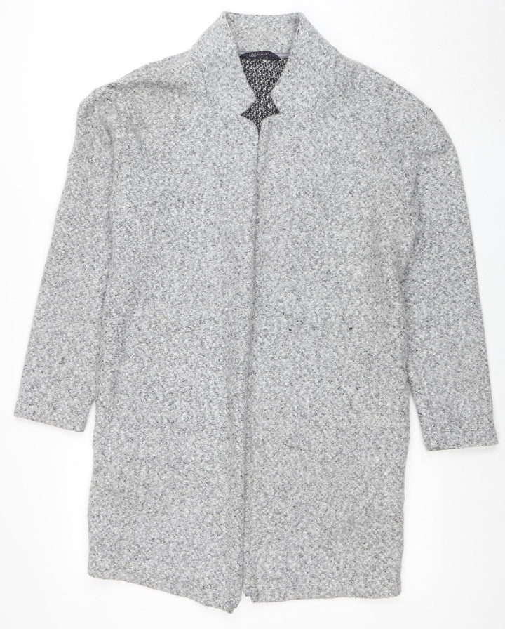 Marks and Spencer Women’s Grey Long Knit Coatigan Size 10 Open Front