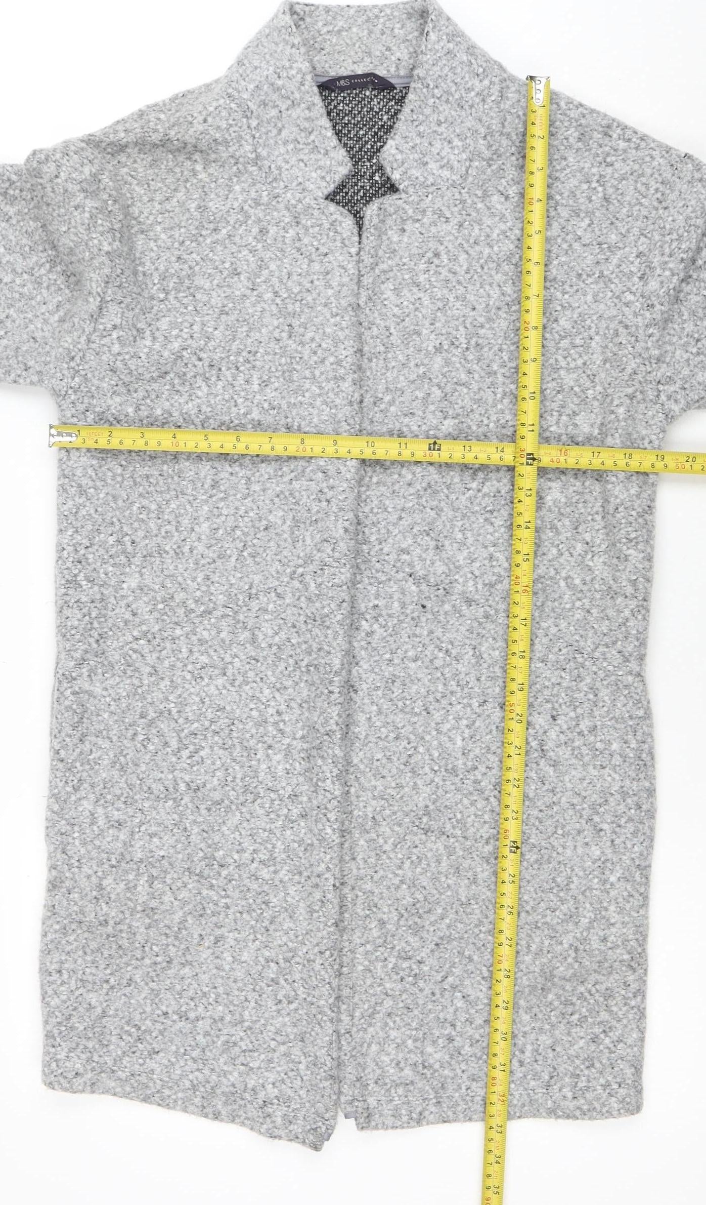 Marks and Spencer Women’s Grey Long Knit Coatigan Size 10 Open Front