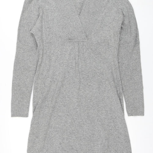 Monsoon Women’s Grey Knit V-Neck Sweater Dress Size M
