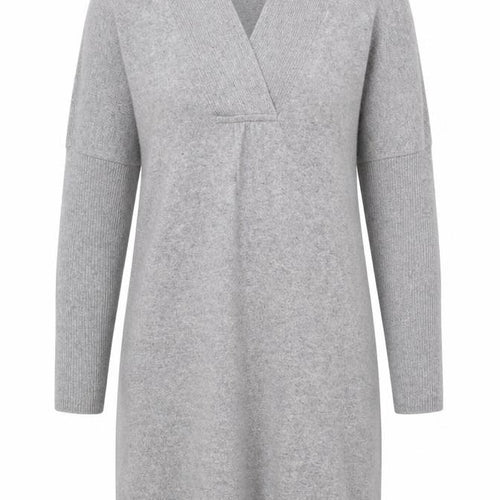 Monsoon Women’s Grey Knit V-Neck Sweater Dress Size M