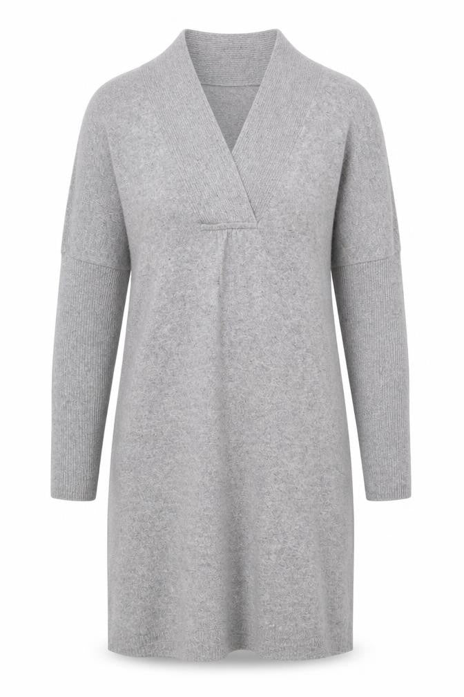 Monsoon Women’s Grey Knit V-Neck Sweater Dress Size M