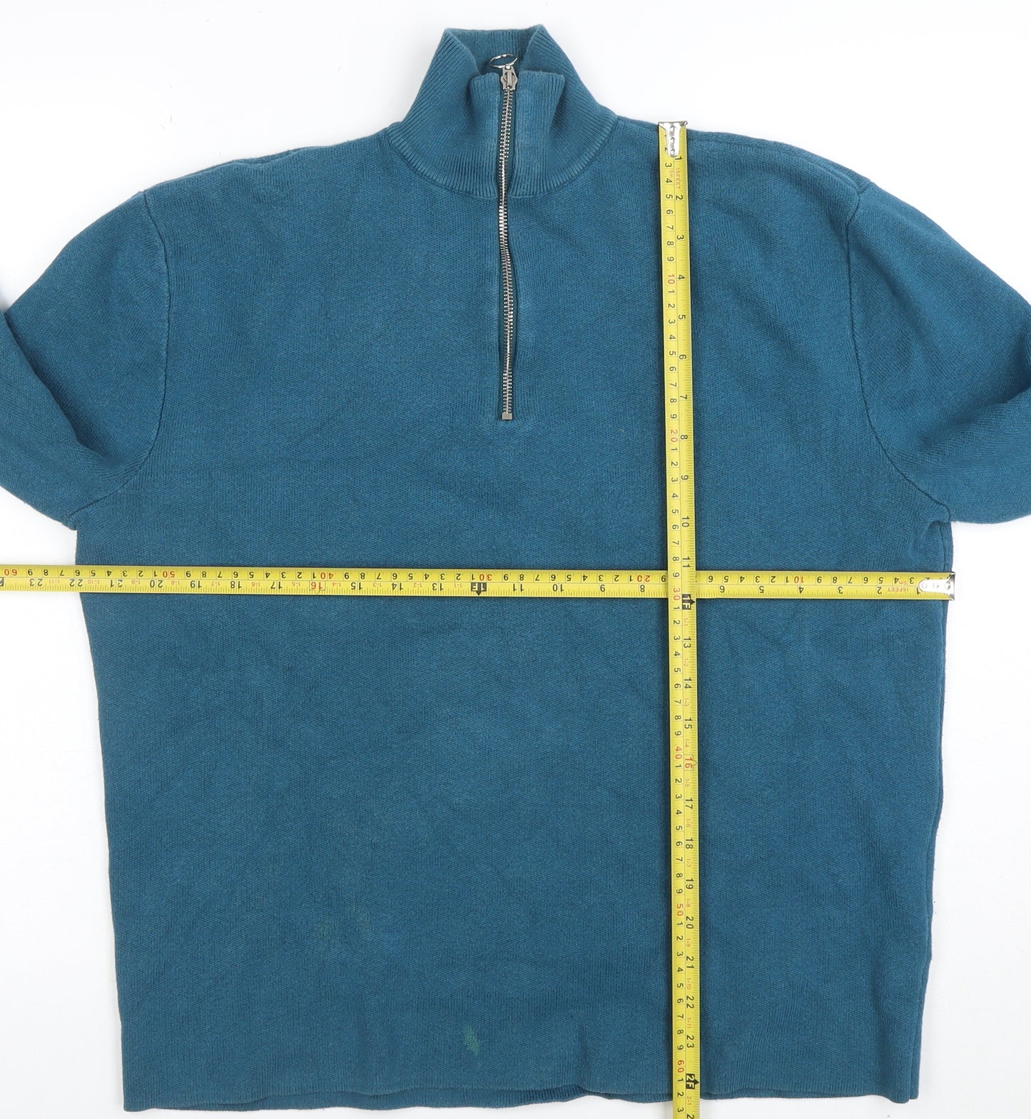 ASOS Mens Blue 1/2 Zip High Neck Cotton Sweater Size L