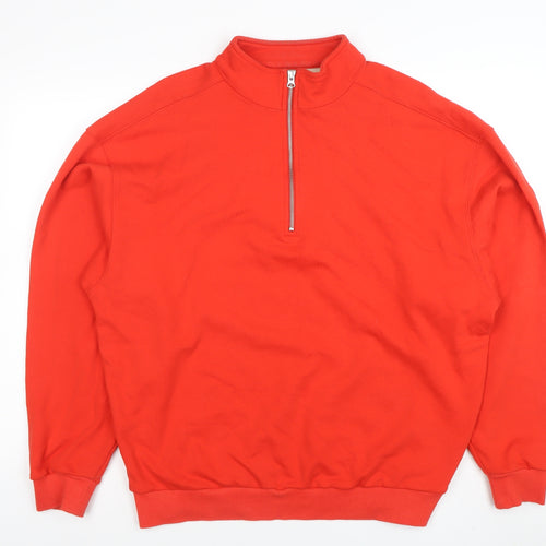Venroy Men's Red 1/2 Zip Cotton Sweatshirt Size M