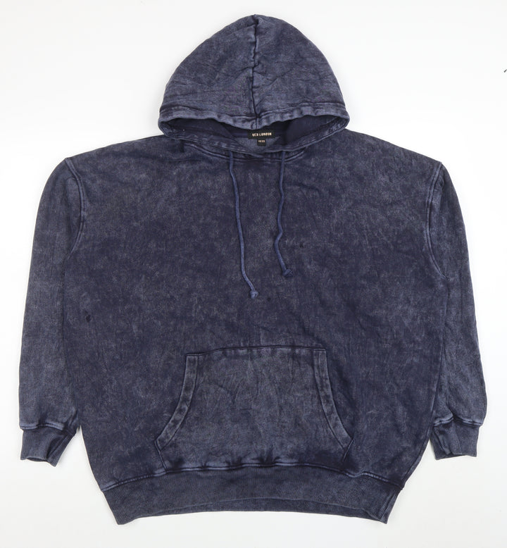 QED London Womens Blue One Size Pullover Hoodie Sweatshirt