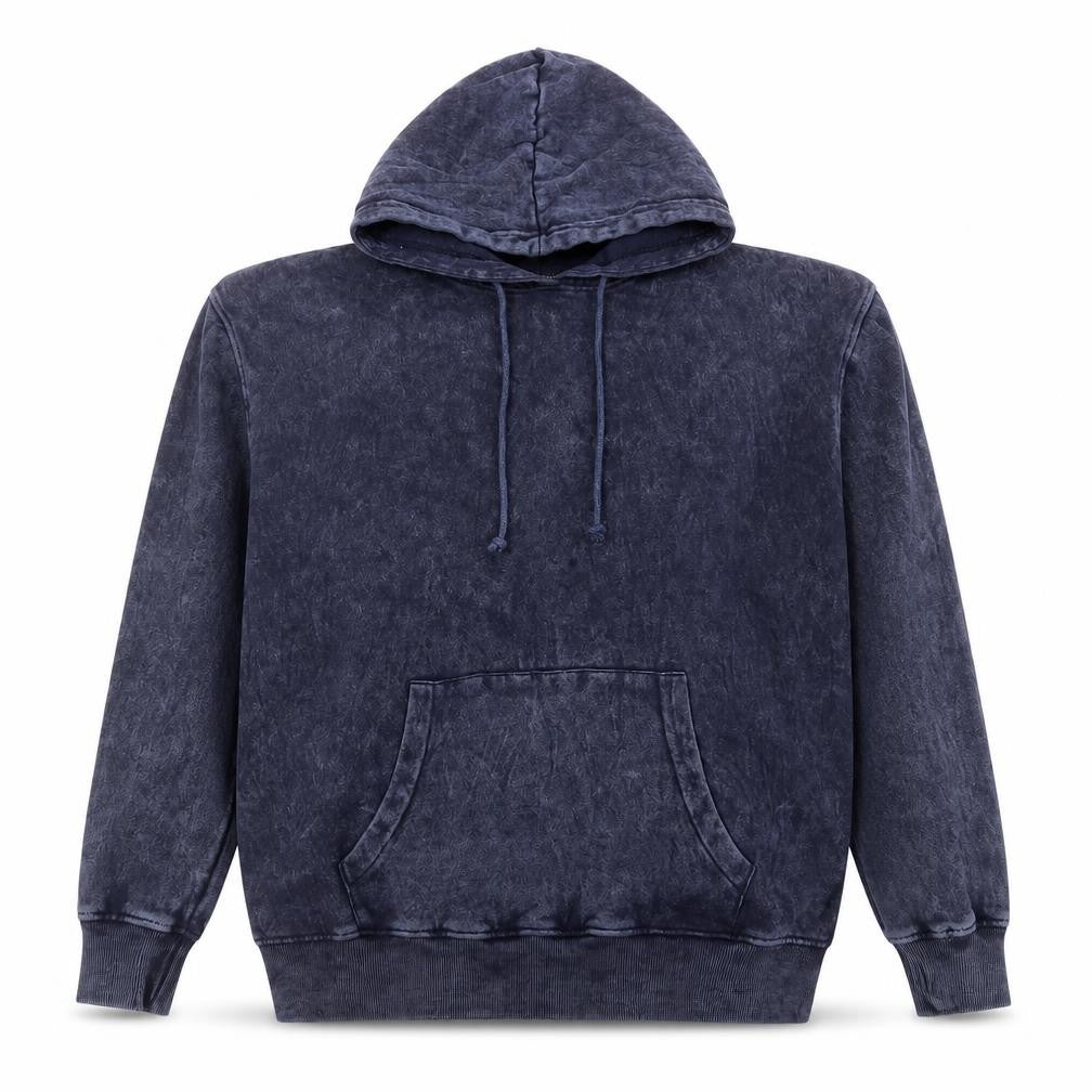 Front view of QED London women’s blue one size pullover hoodie sweatshirt