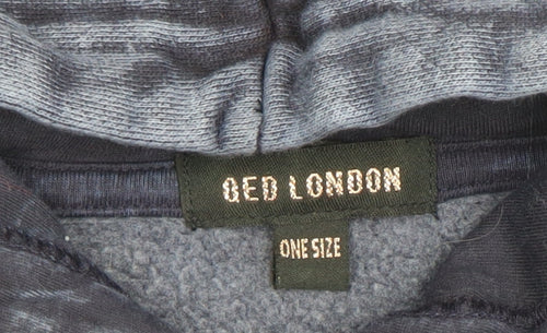 QED London Womens Blue One Size Pullover Hoodie Sweatshirt