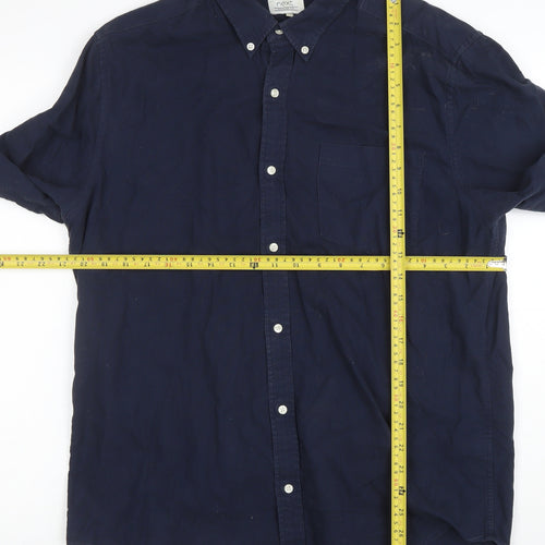 Next Men's Blue Long Sleeve Cotton Button-Down Shirt Size L