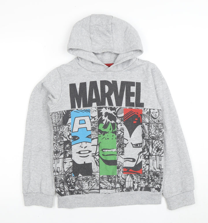 Marvel Boys Grey Pullover Hoodie 11-12 Years Avengers Graphic Print