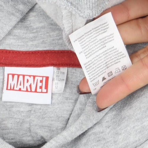 Marvel Boys Grey Pullover Hoodie 11-12 Years Avengers Graphic Print
