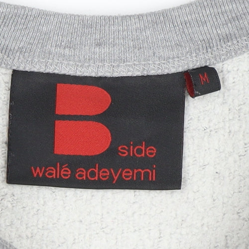 B-side Mens Grey Crew Neck Sweatshirt M Graphic Urban Pullover